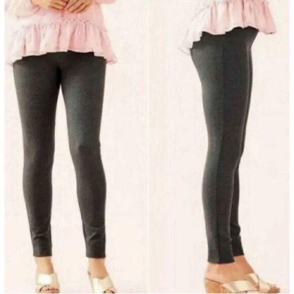 Lilly Pulitzer L Nira Gray Ponte Knit Pull On Leggings Pants - Picture 2 of 13